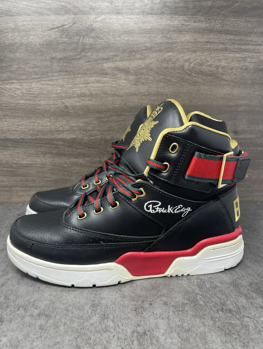 Ewing 33 Hi Fabolous Packer Aloysius Size 10.5 Mens Black Red Green Basketball